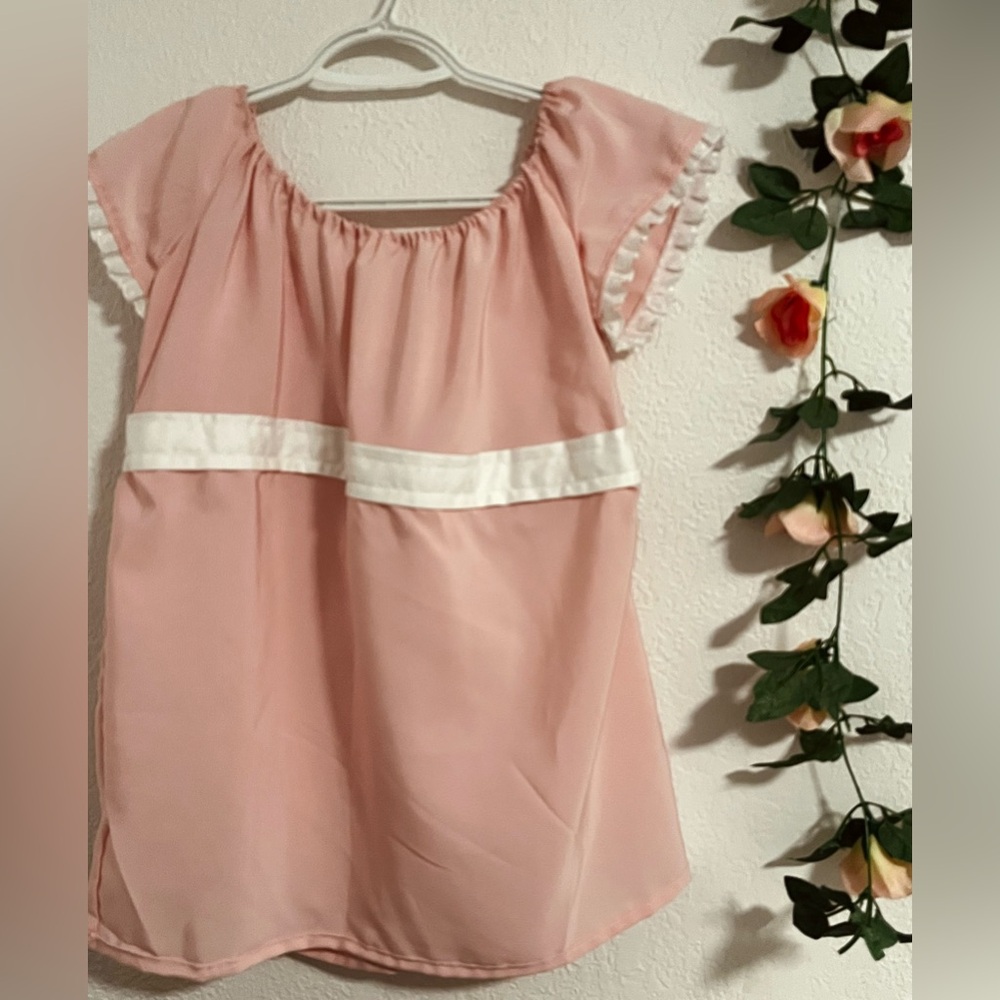 Handmade light pink babydoll peasant top